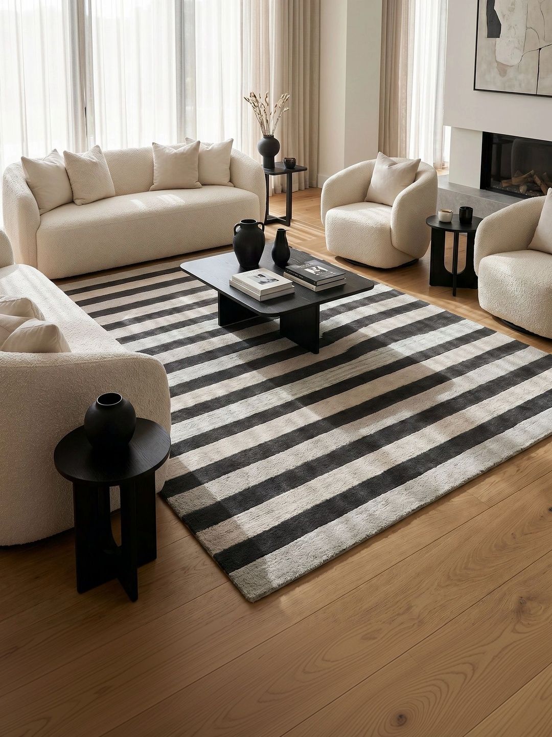 Jaipur Rugs Black Striped Woollen Carpet-image-36