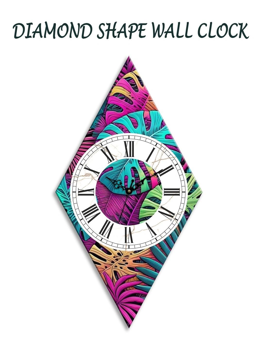 OLIVE TREE Multicoloured Printed Geometric Wall Clock-picture-46