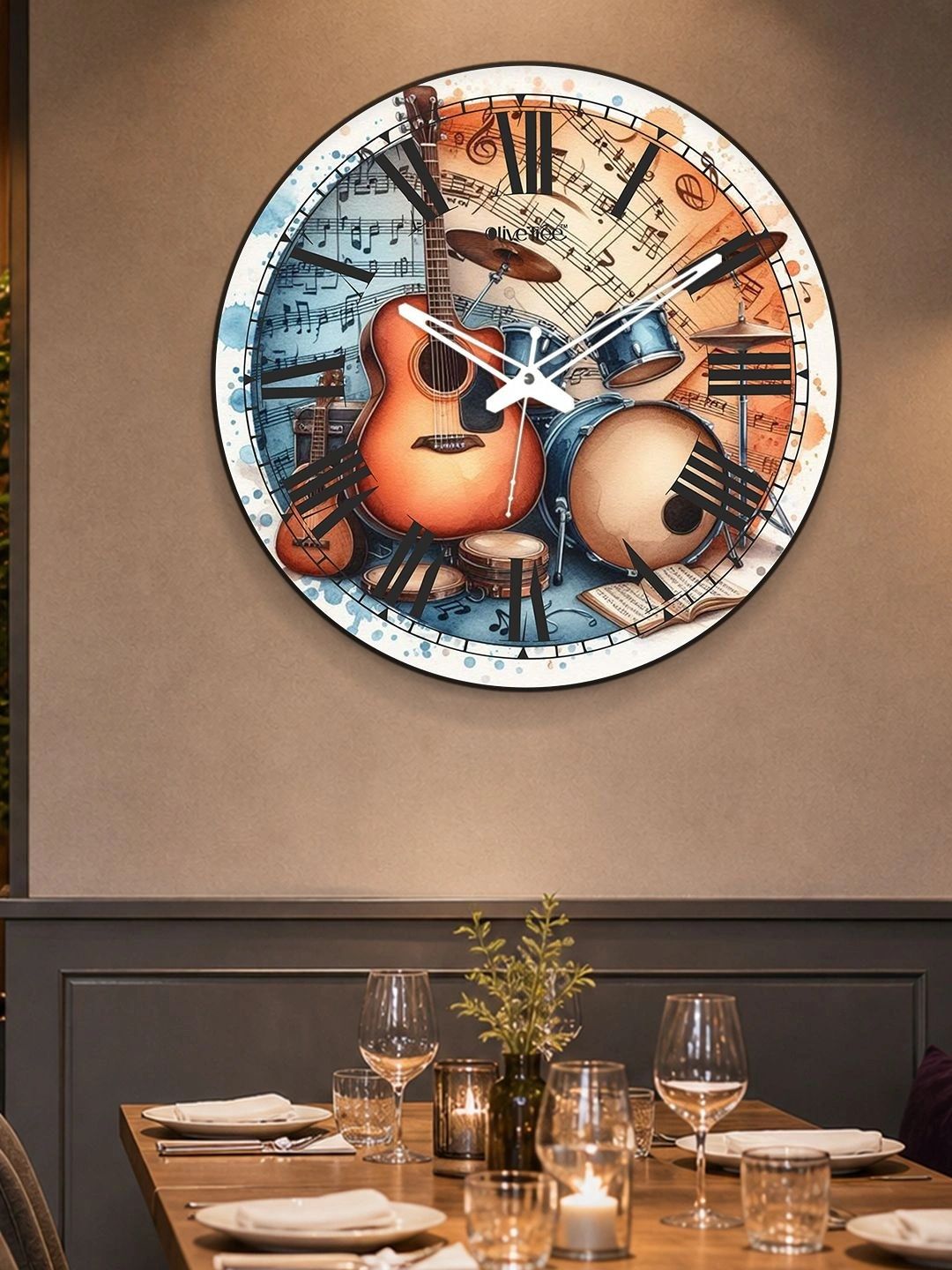 OLIVE TREE Multicoloured Printed Wall Clock-picture-39