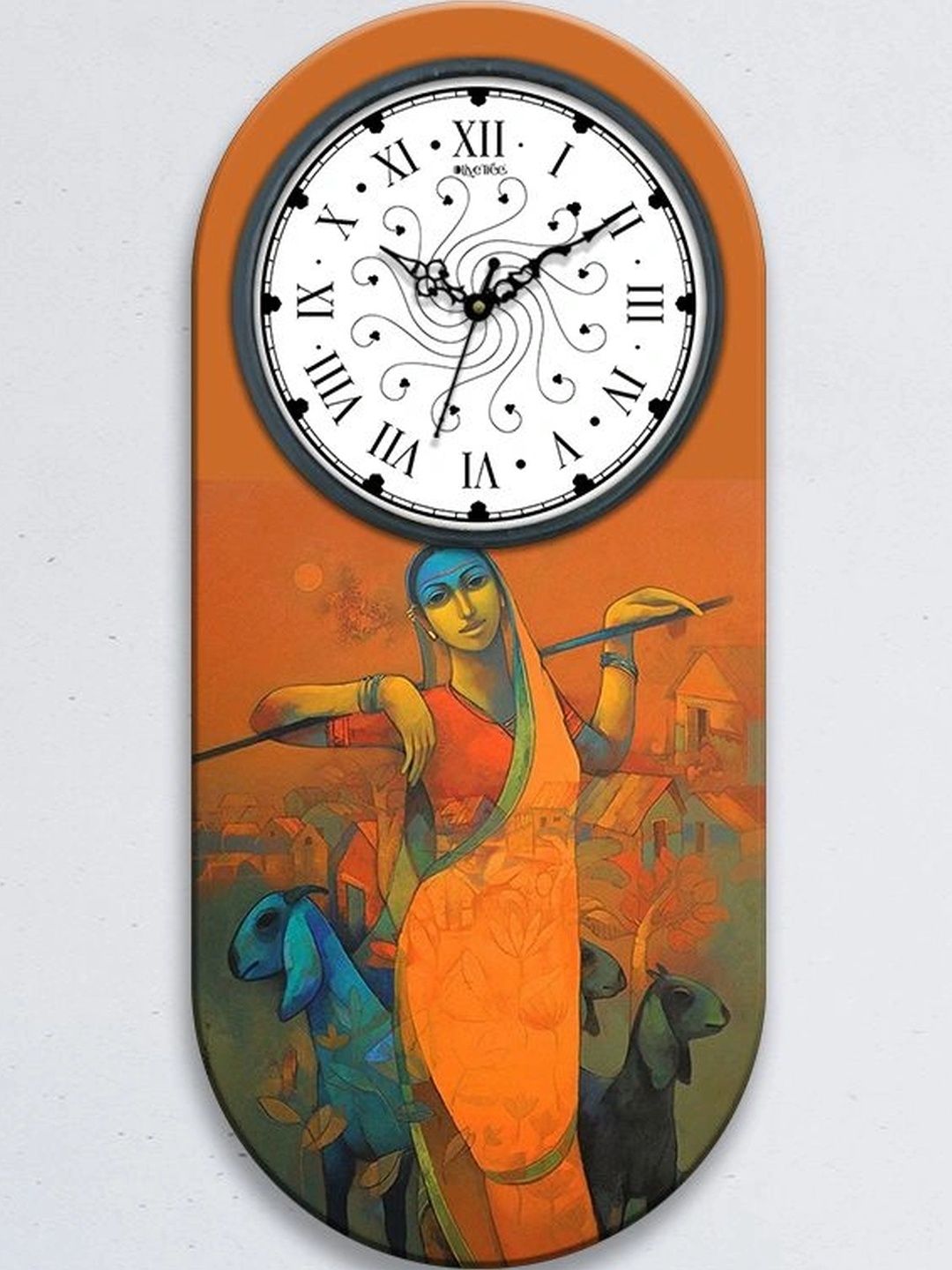 OLIVE TREE Multicoloured Printed Abstract Shaped Contemporary Wall Clock-picture-21