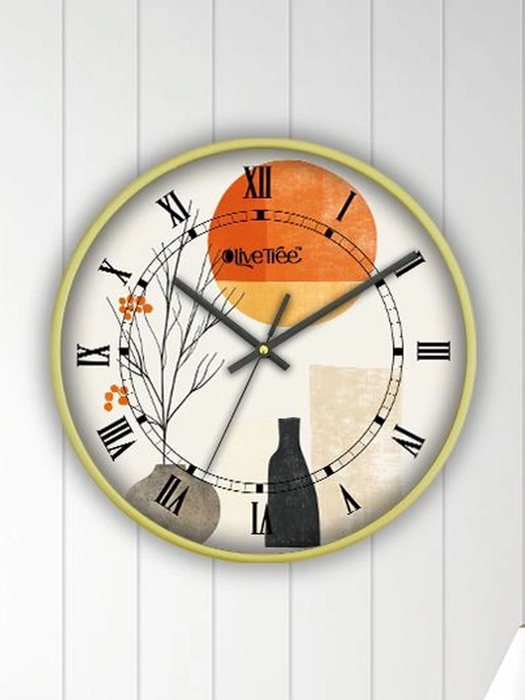 OLIVE TREE Gold-Toned Printed Wall Clock-image-29