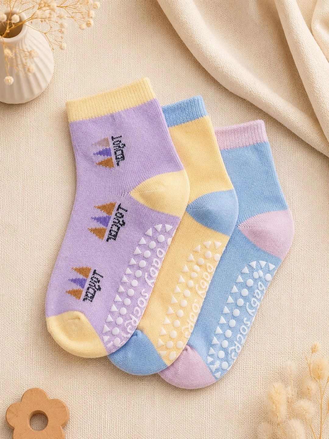 CORTICA Unisex Kids Pack of 3 Cotton Blend Assorted Patterned Ankle Length Socks-picture-16