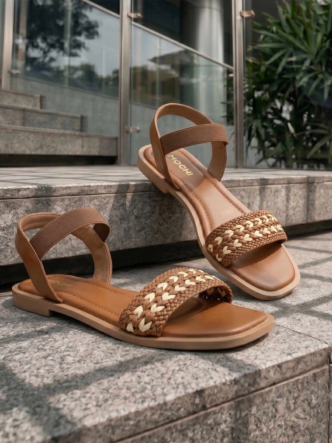 Mochi Women Open Toe Flats-image-30