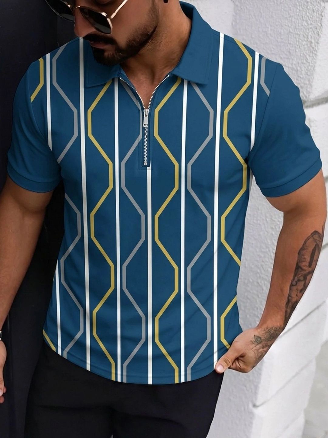THE BEETEL HOUSE Men Printed Polo Collar T-shirt-picture-18