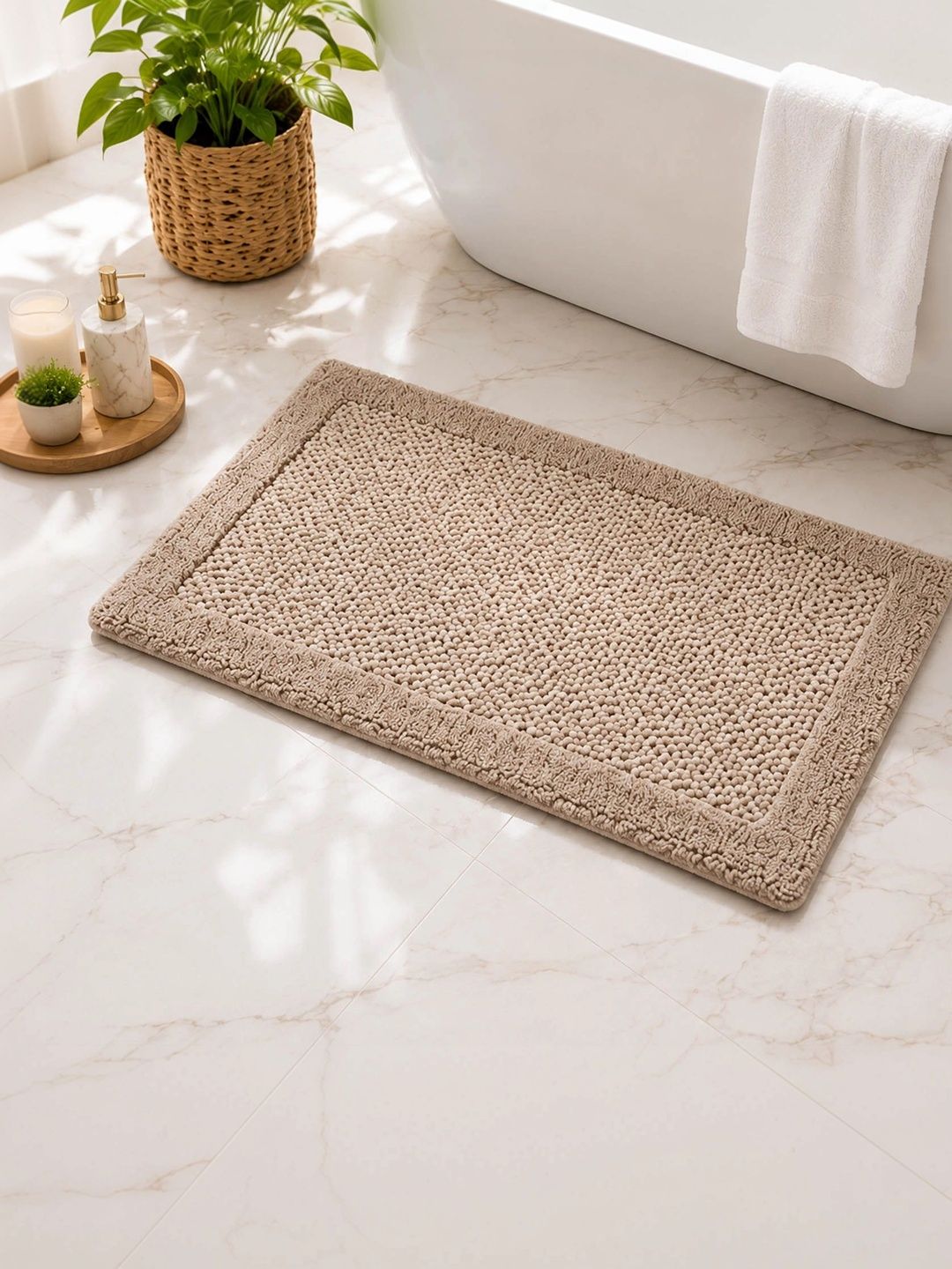 OBSESSIONS Beige Reversible Ultra Absorbent Bath Rugs-picture-42