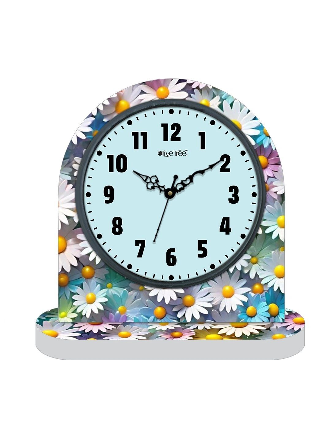 OLIVE TREE Multicoloured & White Printed Geometric Vintage Table Clock-image-28