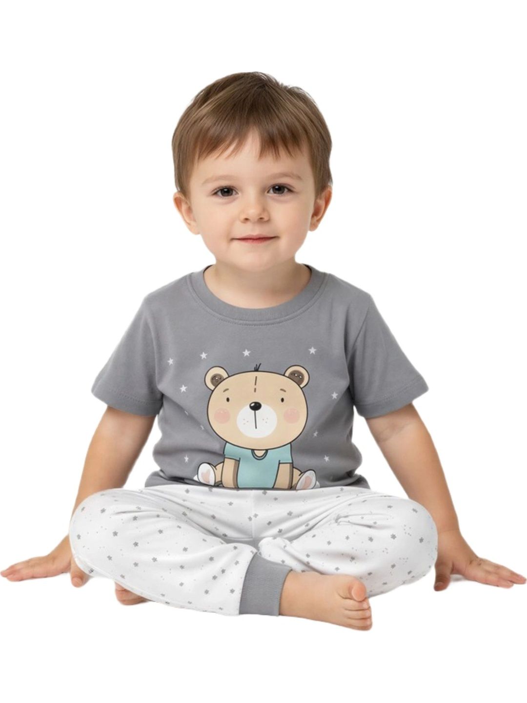 Toddle and Care Infant Boys Printed Pure Cotton T-Shirt with Pyjamas-picture-23