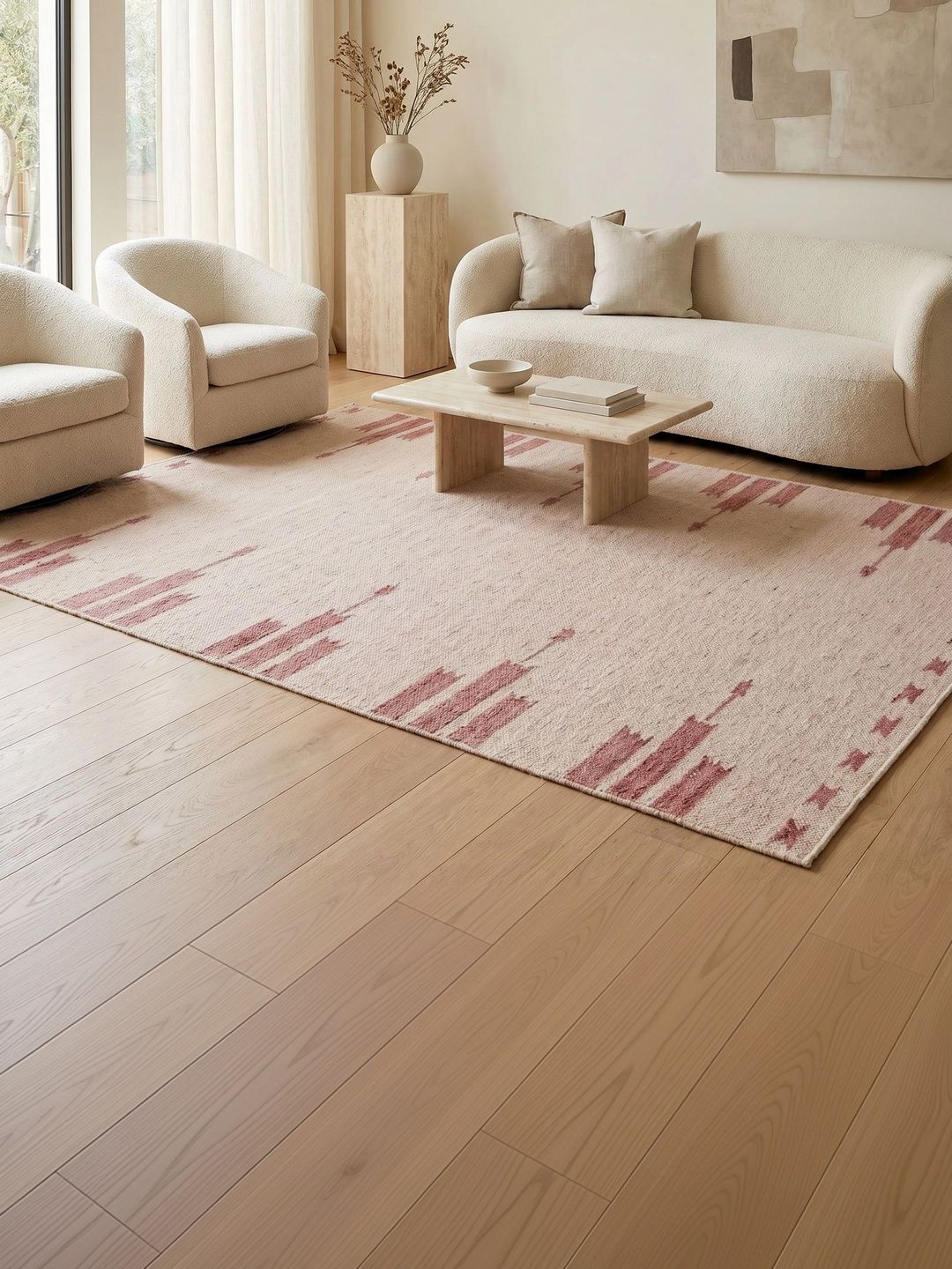Jaipur Rugs Pink Abstract Woollen Carpet-image-22