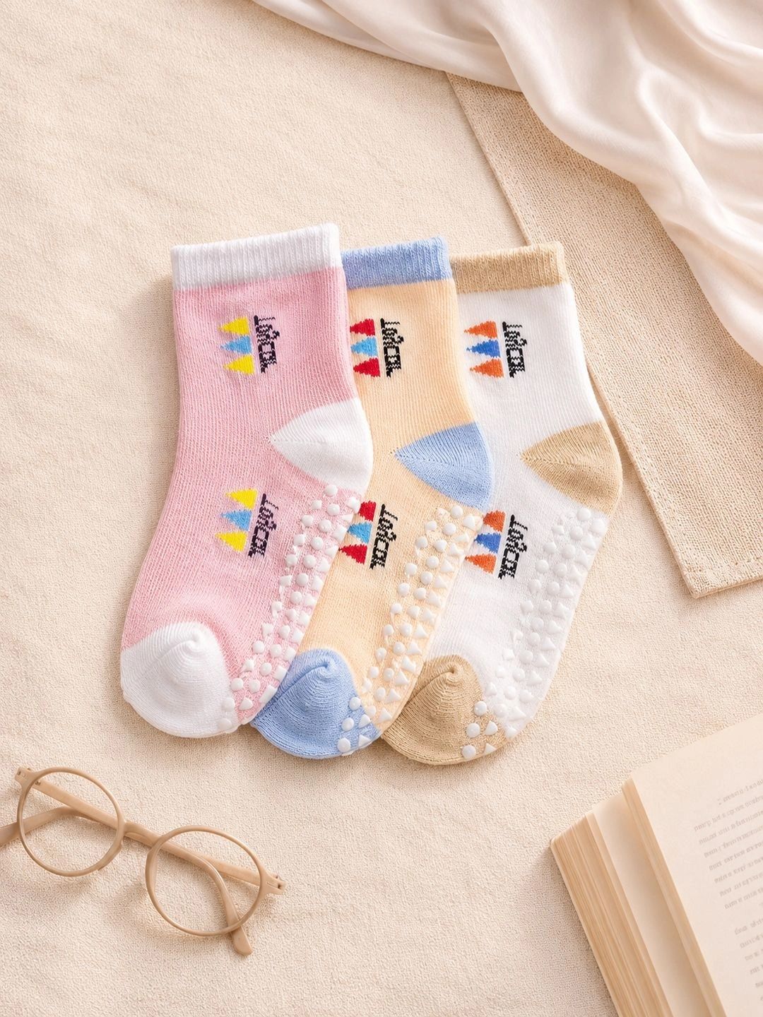 CORTICA Unisex Kids Pack of 3 Cotton Blend Assorted Patterned Ankle Length Socks-picture-49