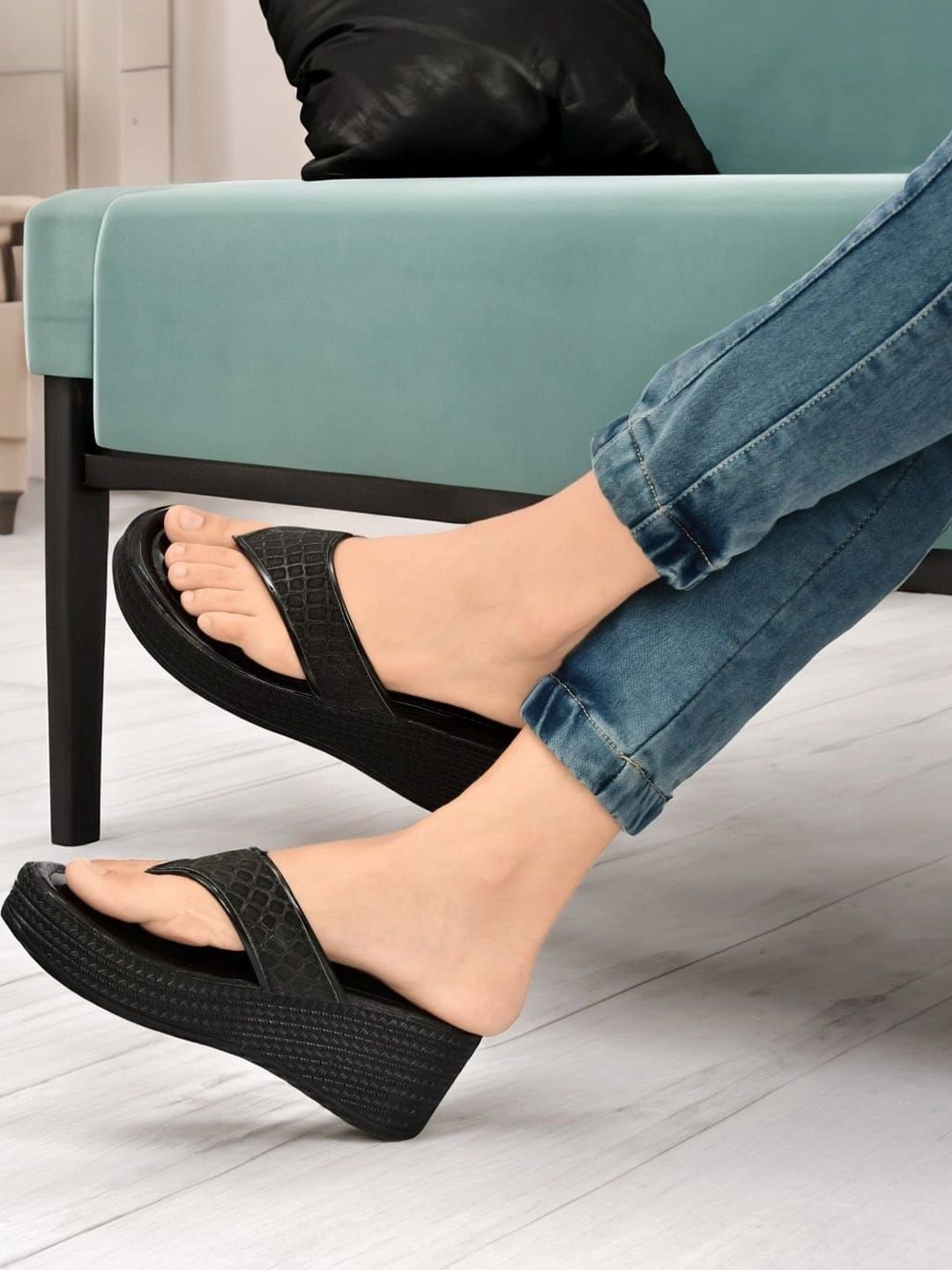 glitchez Textured Wedge Sandals-picture-50