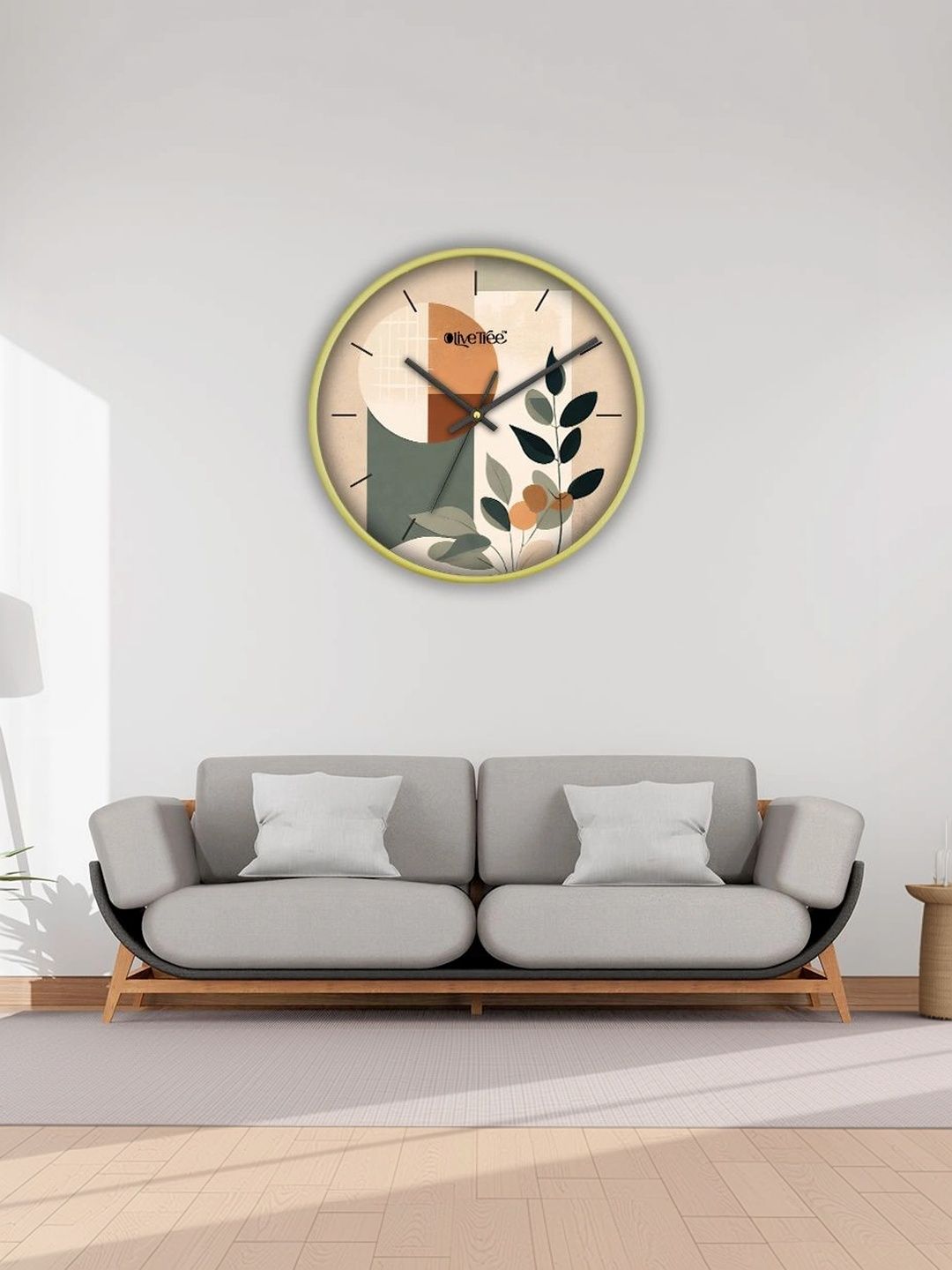 OLIVE TREE Gold-Toned & Green Printed Contemporary Wall Clock-picture-41