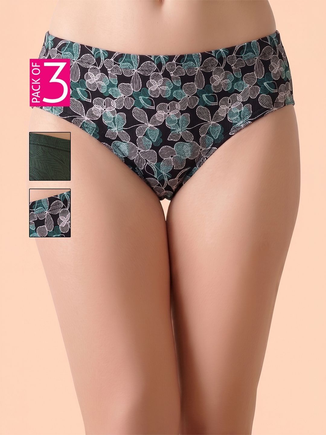 Clovia Women Pack of 3 Printed Cotton Basic Briefs-picture-18