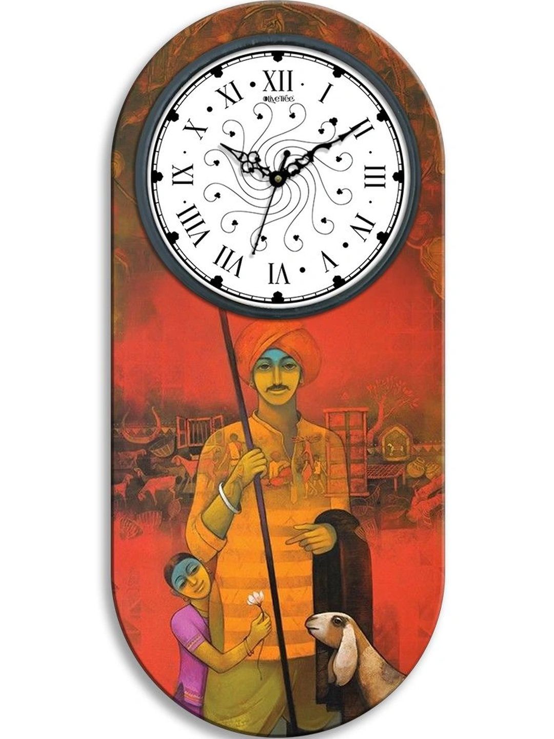 OLIVE TREE Multicoloured Printed Traditional Wall Clock-image-34