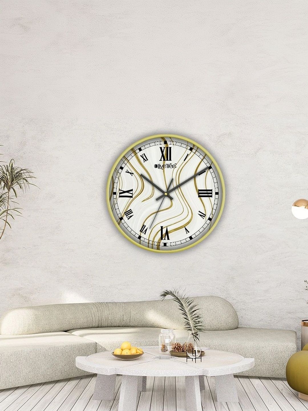 OLIVE TREE Gold-Toned Printed Wall Clock-image-28