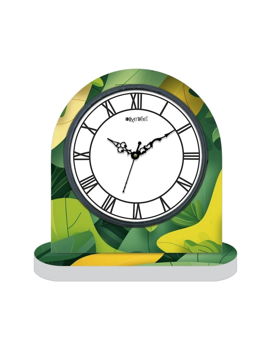OLIVE TREE Green & White Printed Geometric Vintage Table Clock-picture-38