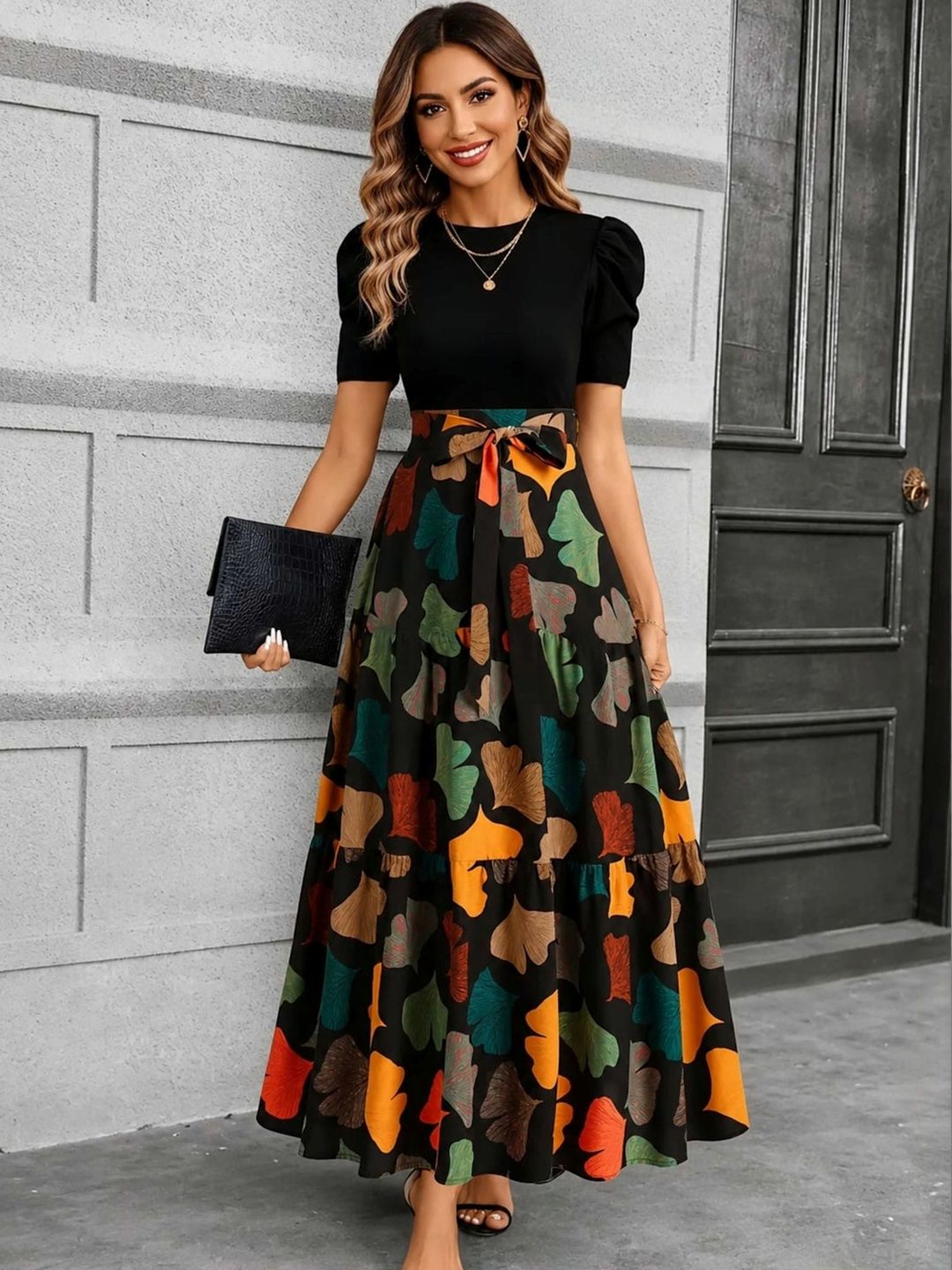 RR STUDIO Print Puff Sleeve Maxi Dress-picture-42