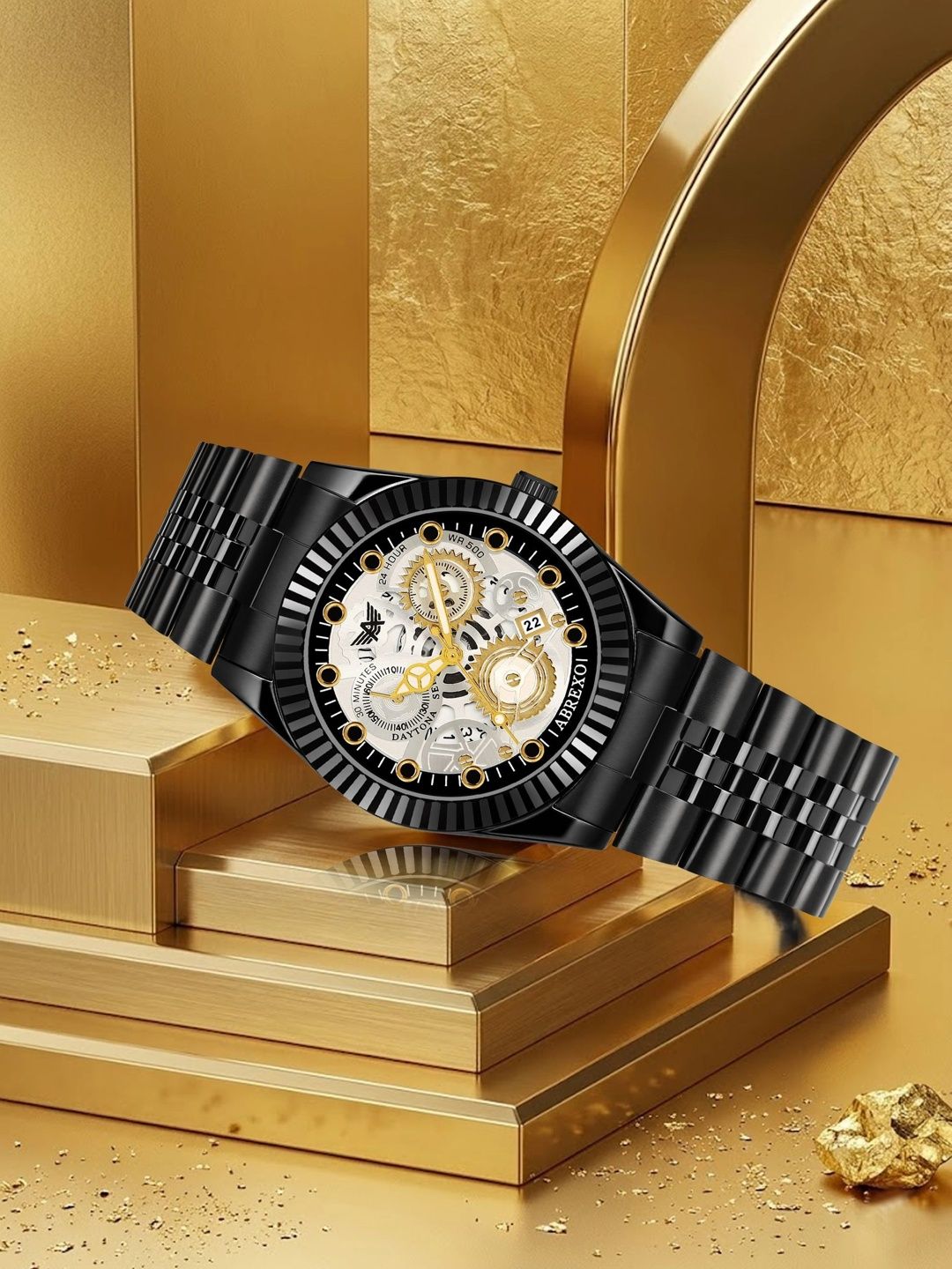 Abrexo Men Dial & Stainless Steel Bracelet Style Straps Analogue Watches Abx1771 Silver Dial Black Watch-picture-30