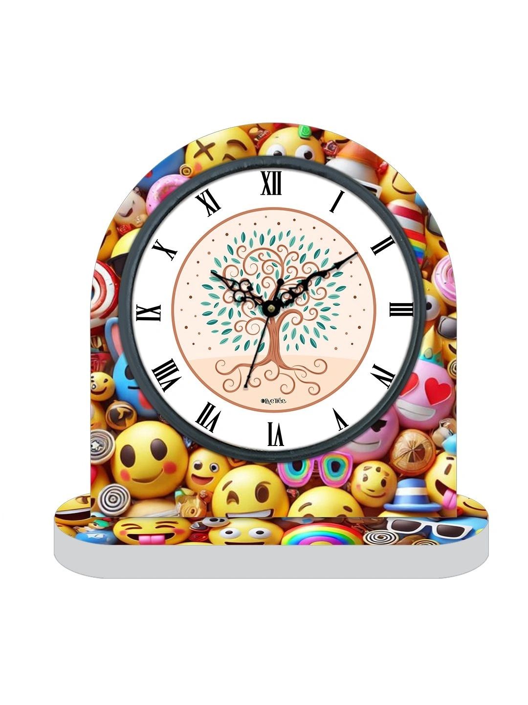 OLIVE TREE Multicoloured & White Printed Geometric Vintage Table Clock-image-35