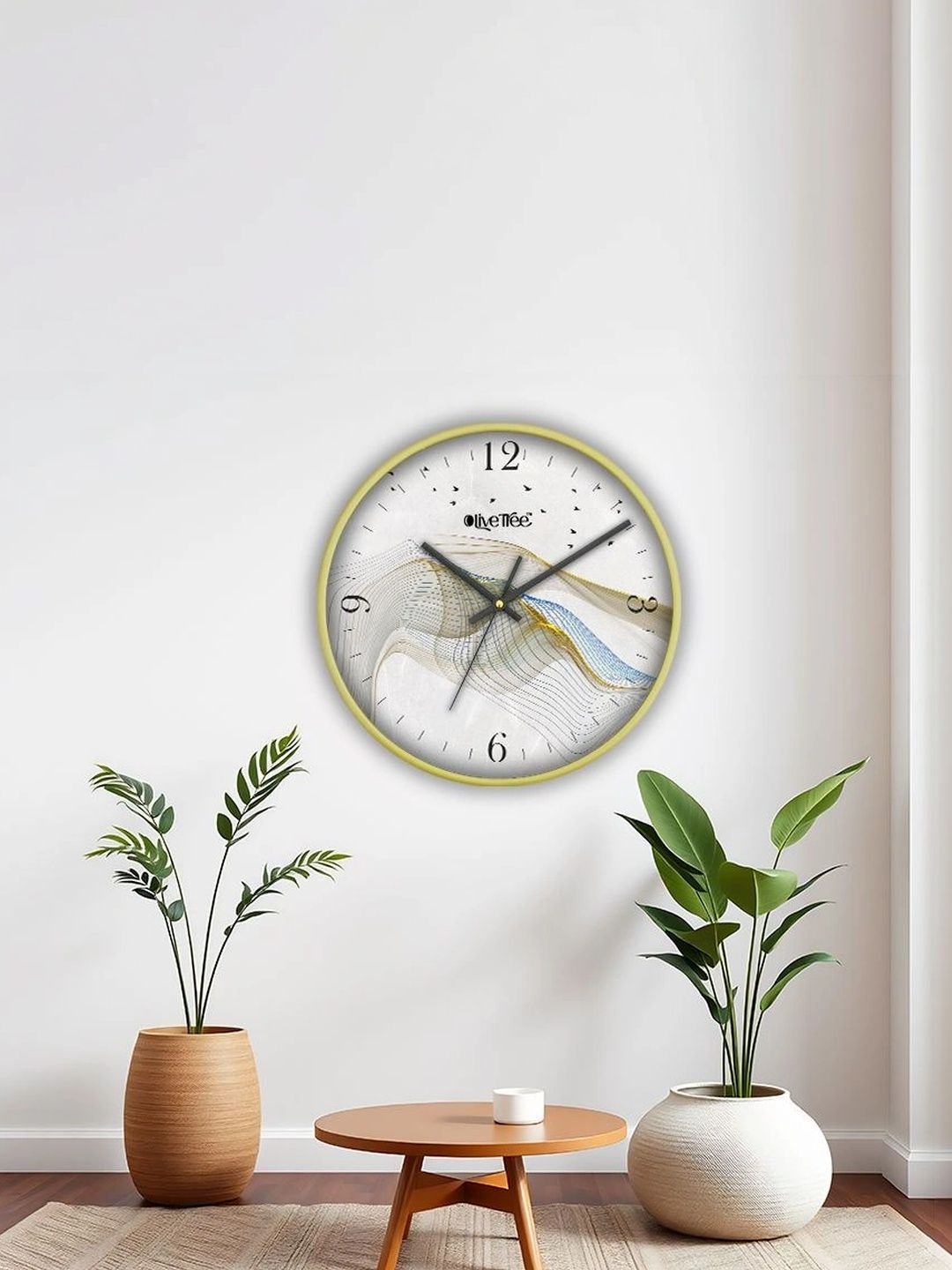 OLIVE TREE Gold-Toned & White Printed Contemporary Wall Clock-picture-22