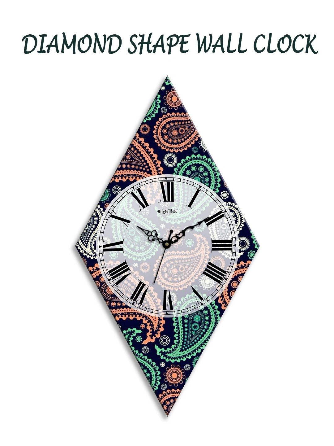 OLIVE TREE Multicoloured Printed Geometric Wall Clock-picture-11