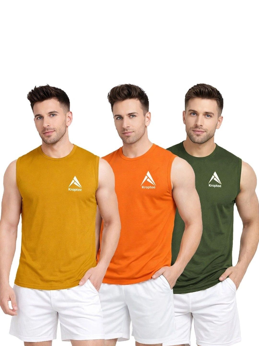 Kroptee Pack of 3 Cotton Blend Gym Vest-picture-18