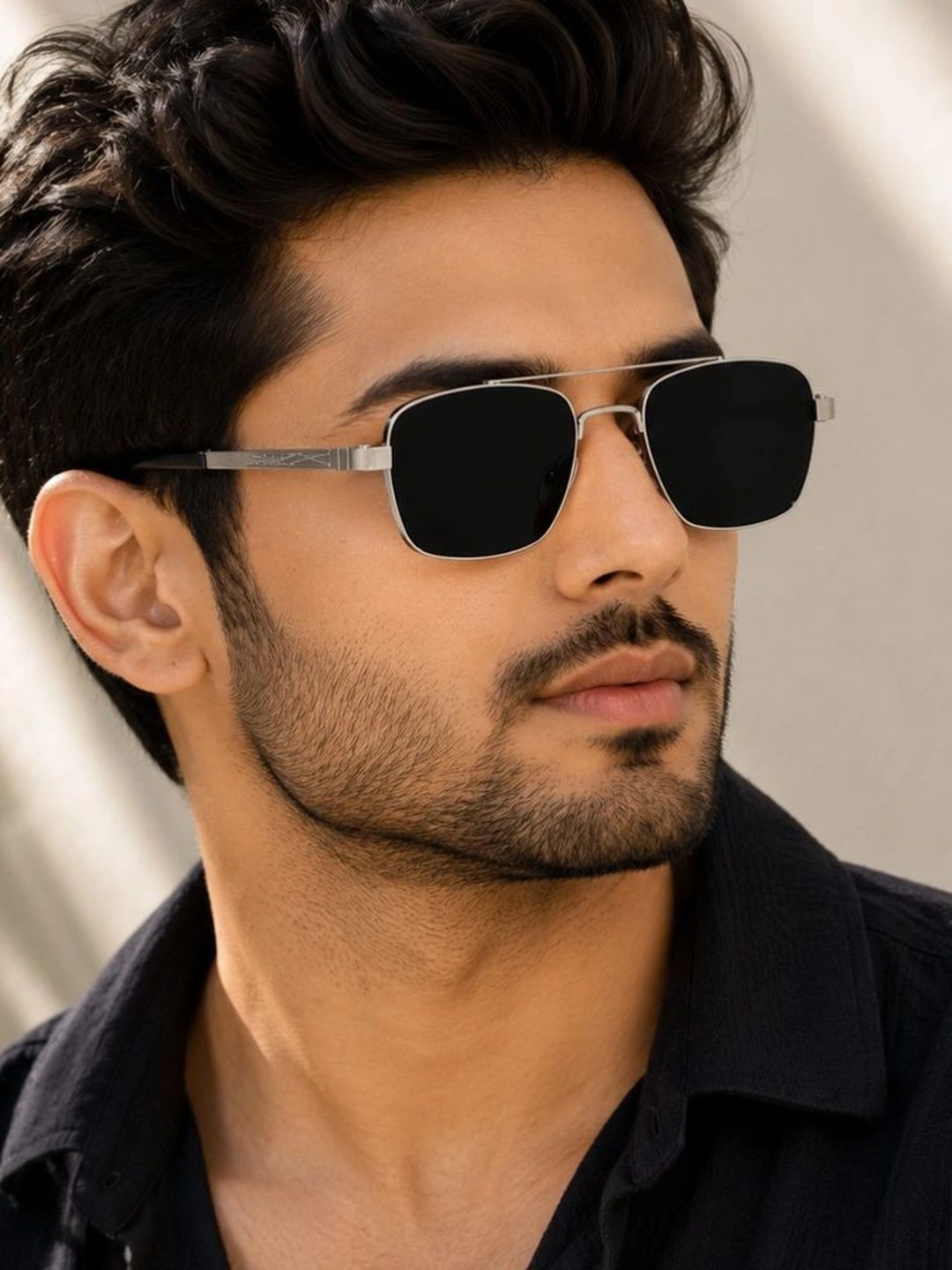 LIZA ANGEL Unisex Black Lens & Silver-Toned Square Sunglasses with-image-36