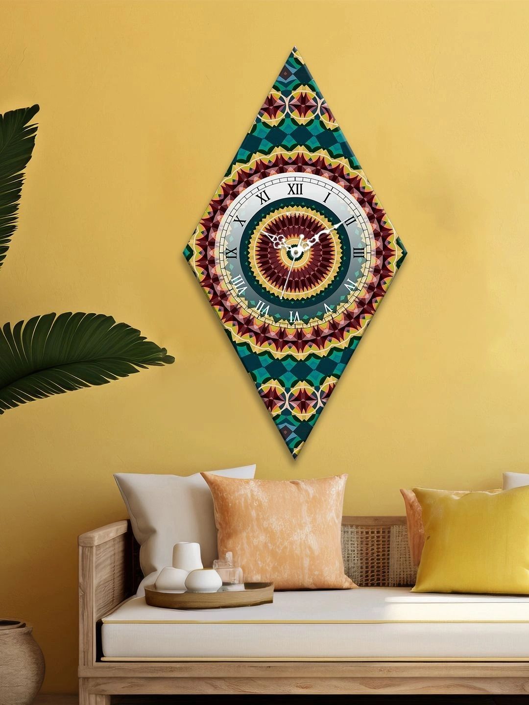 OLIVE TREE Multicoloured Printed Geometric Wall Clock-picture-38
