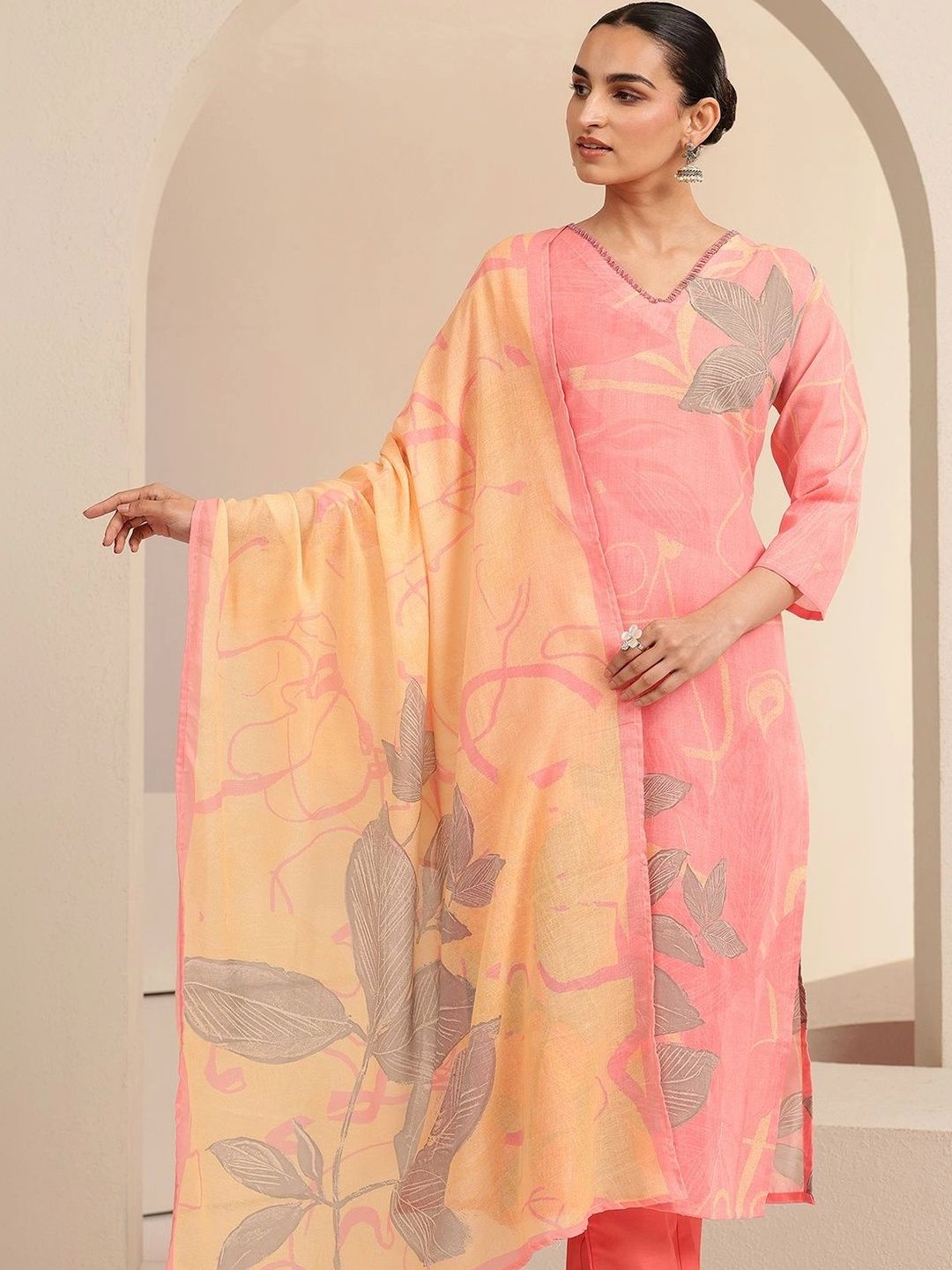 Libas Women Floral Printed Regular Kurta with Trousers & With Dupatta-picture-46