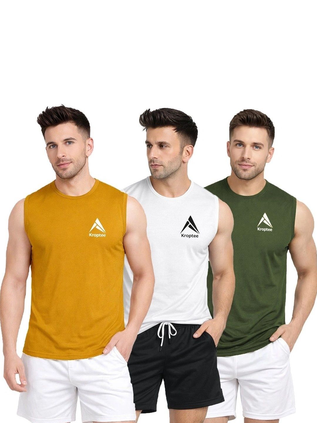 Kroptee Pack of 3 Cotton Blend Gym Vest-picture-24