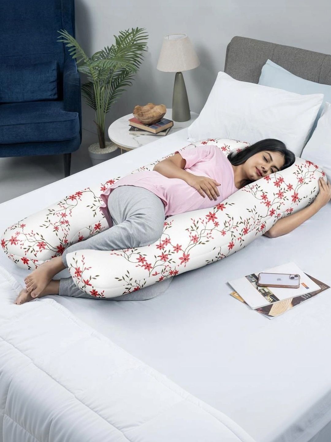 wakefit Off White Fibre Filled Cotton Maternity Pillow-image-38