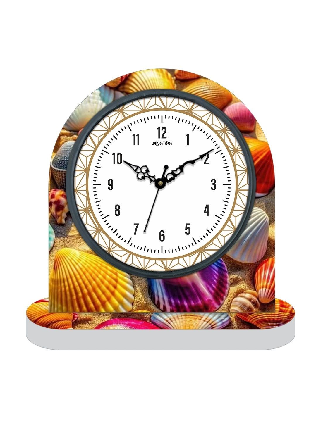 OLIVE TREE Multicoloured & White Printed Geometric Vintage Table Clock-picture-24