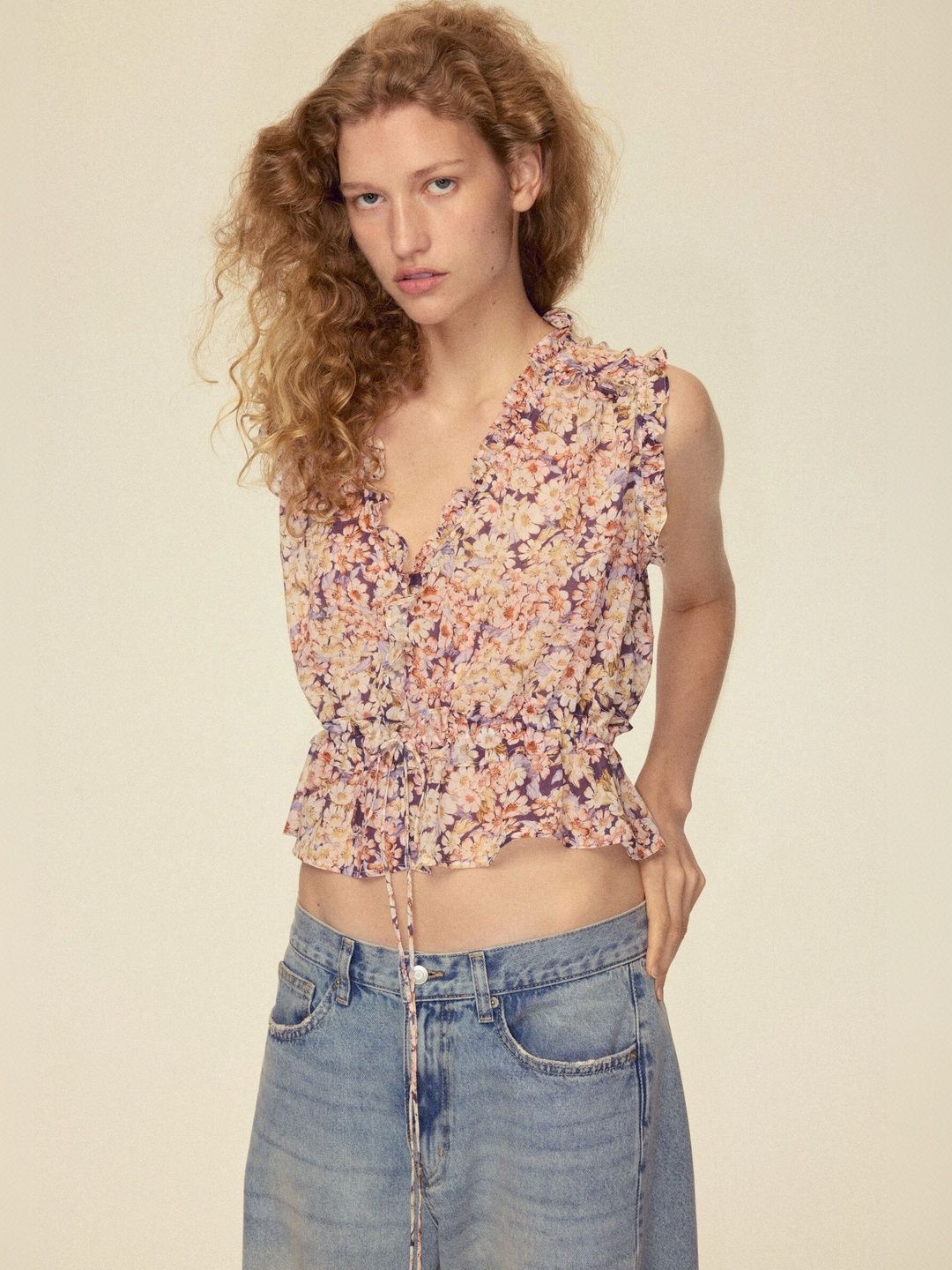 H&M Floral Print Flutter Sleeve Ruffles Top-picture-18