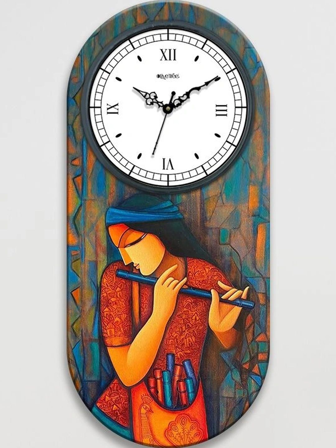 OLIVE TREE Multicoloured Printed Traditional Wall Clock-image-37