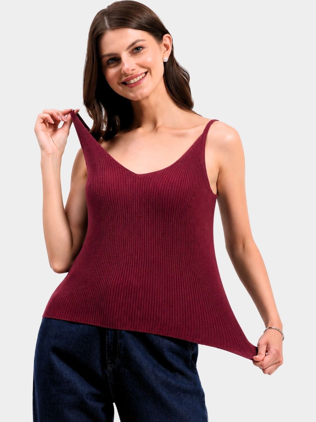 Global Republic Ribbed Non Padded Camisoles-image-4