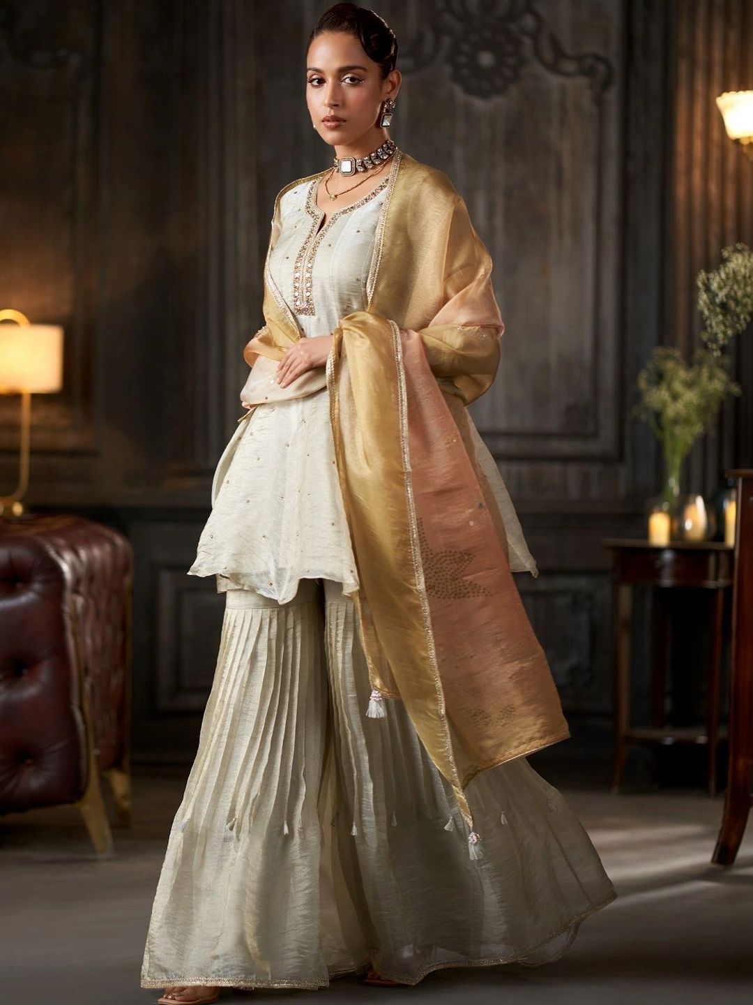 JIVANIS Women Regular Kurta with Sharara & With Dupatta-picture-22