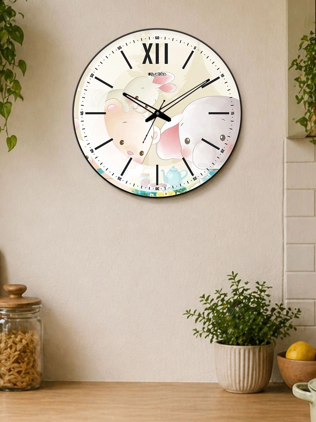 OLIVE TREE Multicoloured Printed Contemporary Wall Clock-image-35