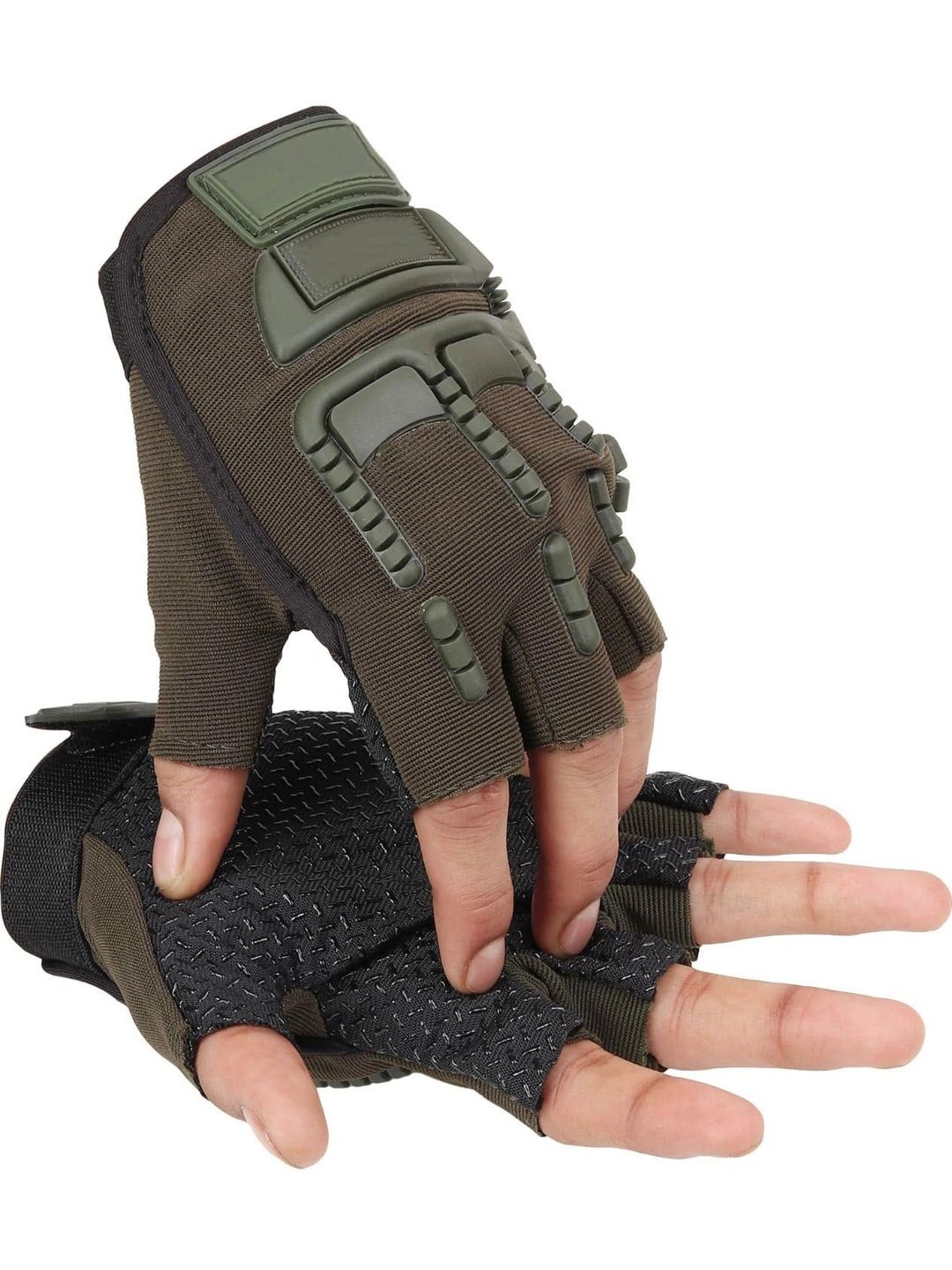 YEAHMOM Outdoor Freedom Green Tactical Half Finger Gloves With Knuckle Guard-picture-55