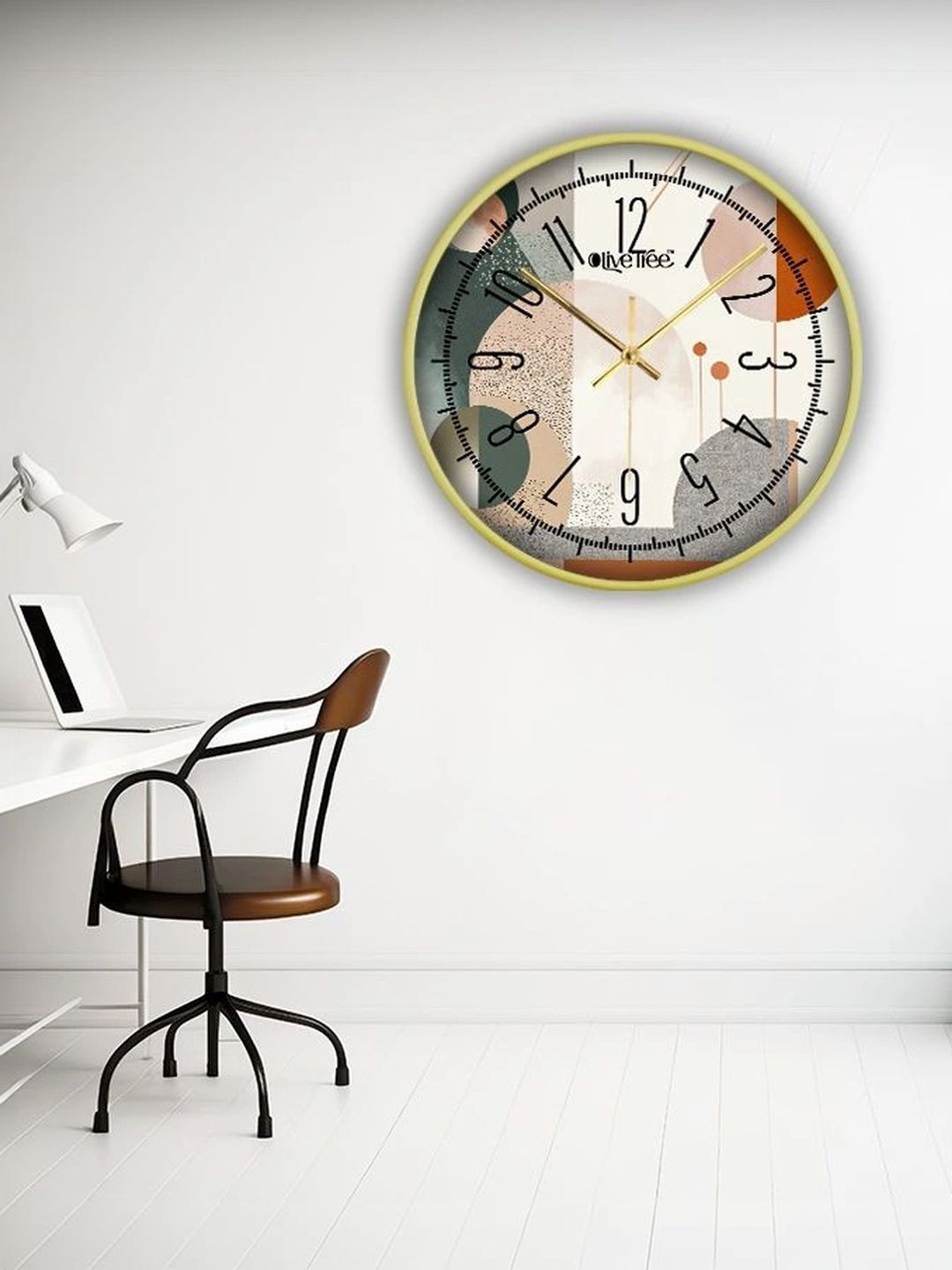 OLIVE TREE Gold-Toned & Green Printed Contemporary Wall Clock-picture-25
