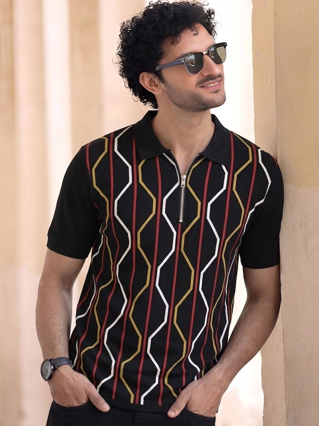 THE BEETEL HOUSE Men Printed Polo Collar T-shirt-picture-45