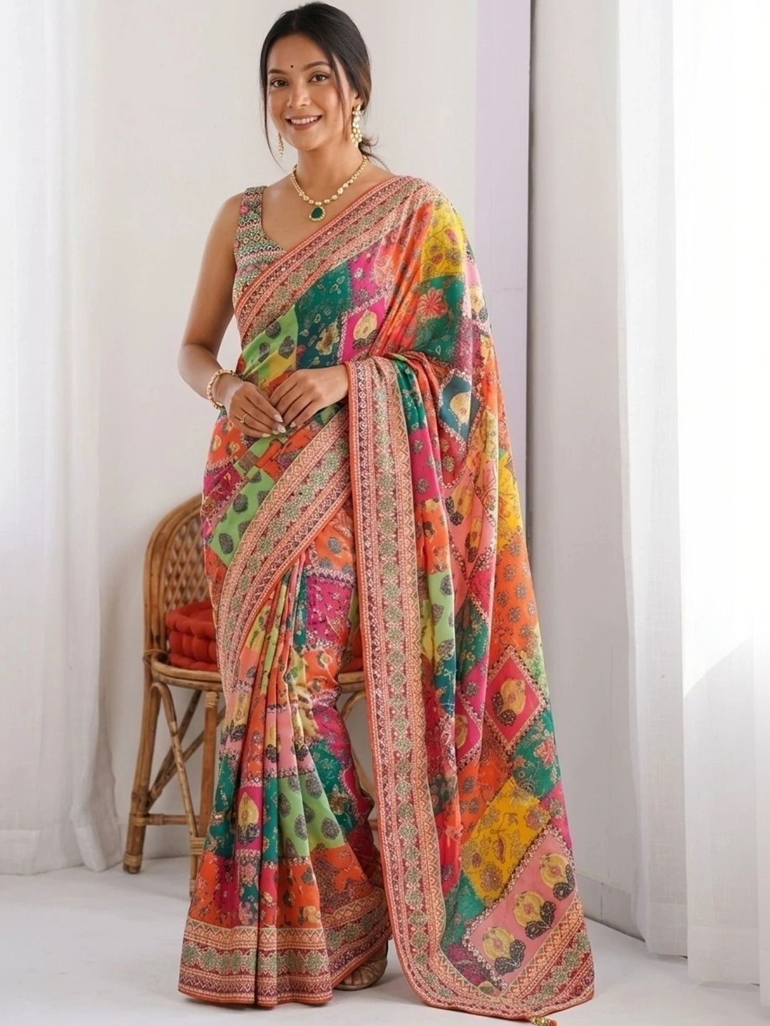 Saanvi Embroidered Poly Crepe Saree-picture-42