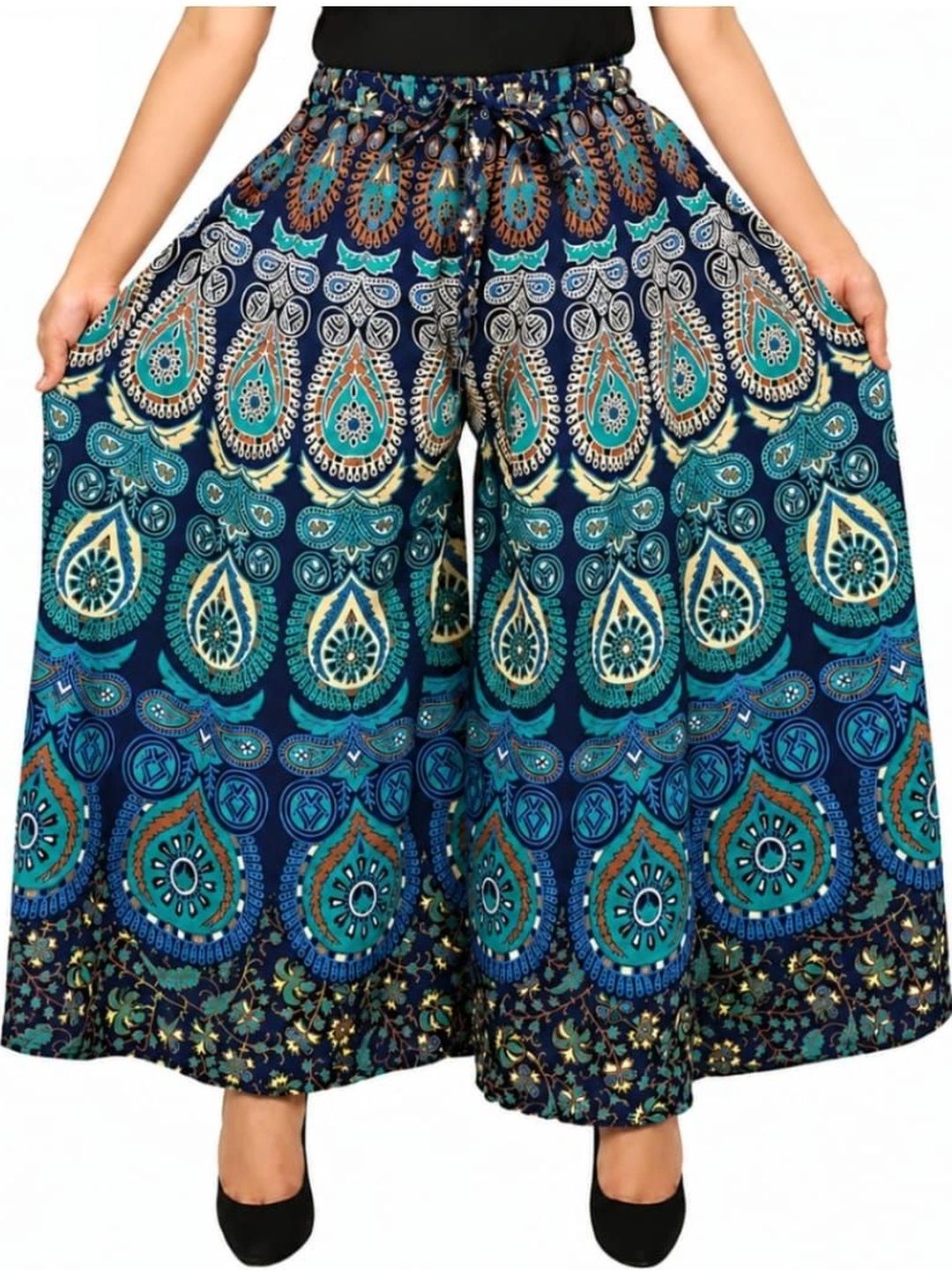 OUTER WEAR AYAM EXPORTS Women Ethnic Motifs Printed Knitted Ethnic Palazzos-picture-21