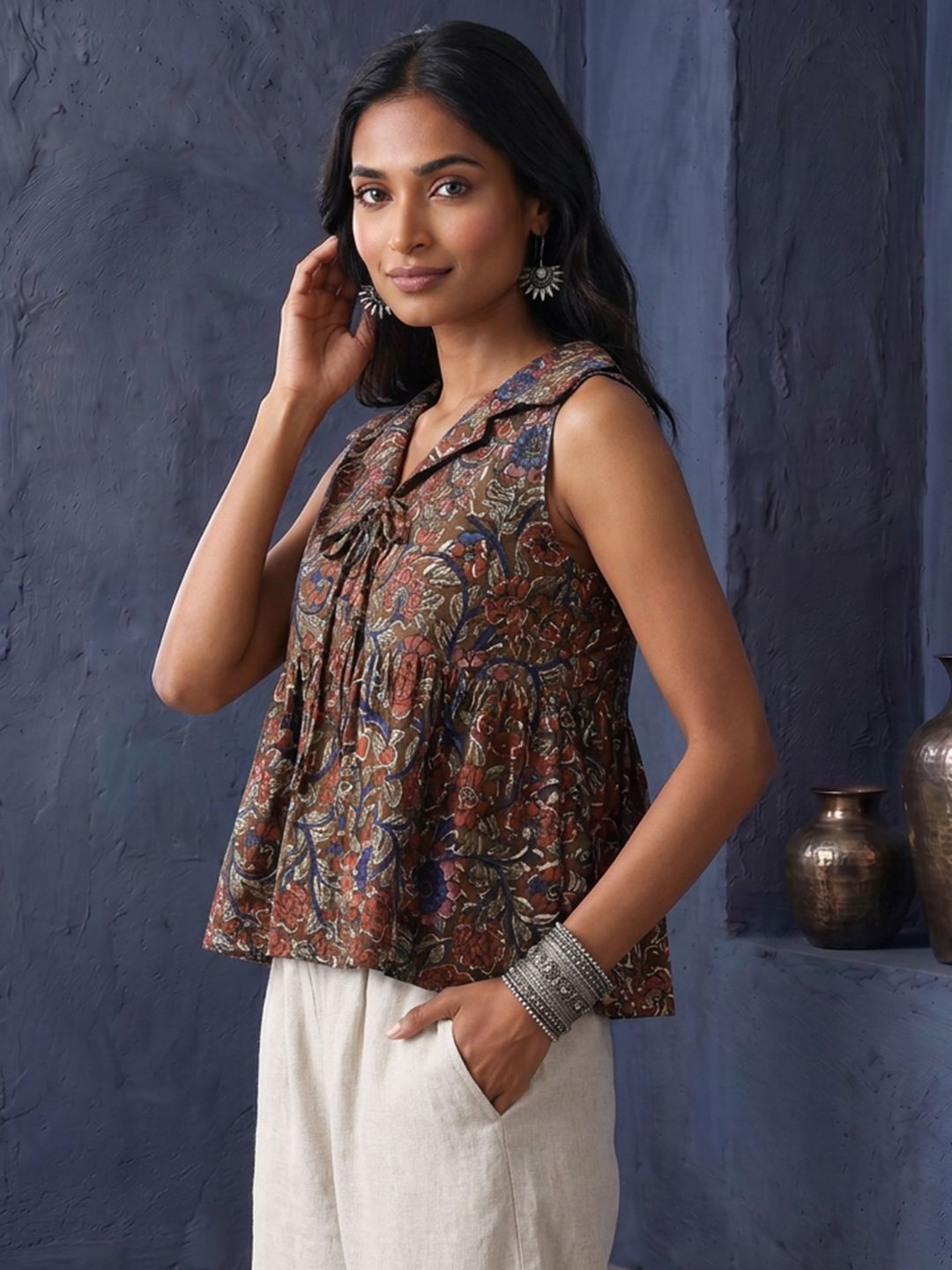 Taavi Kalamkari Floral Printed Top-picture-34