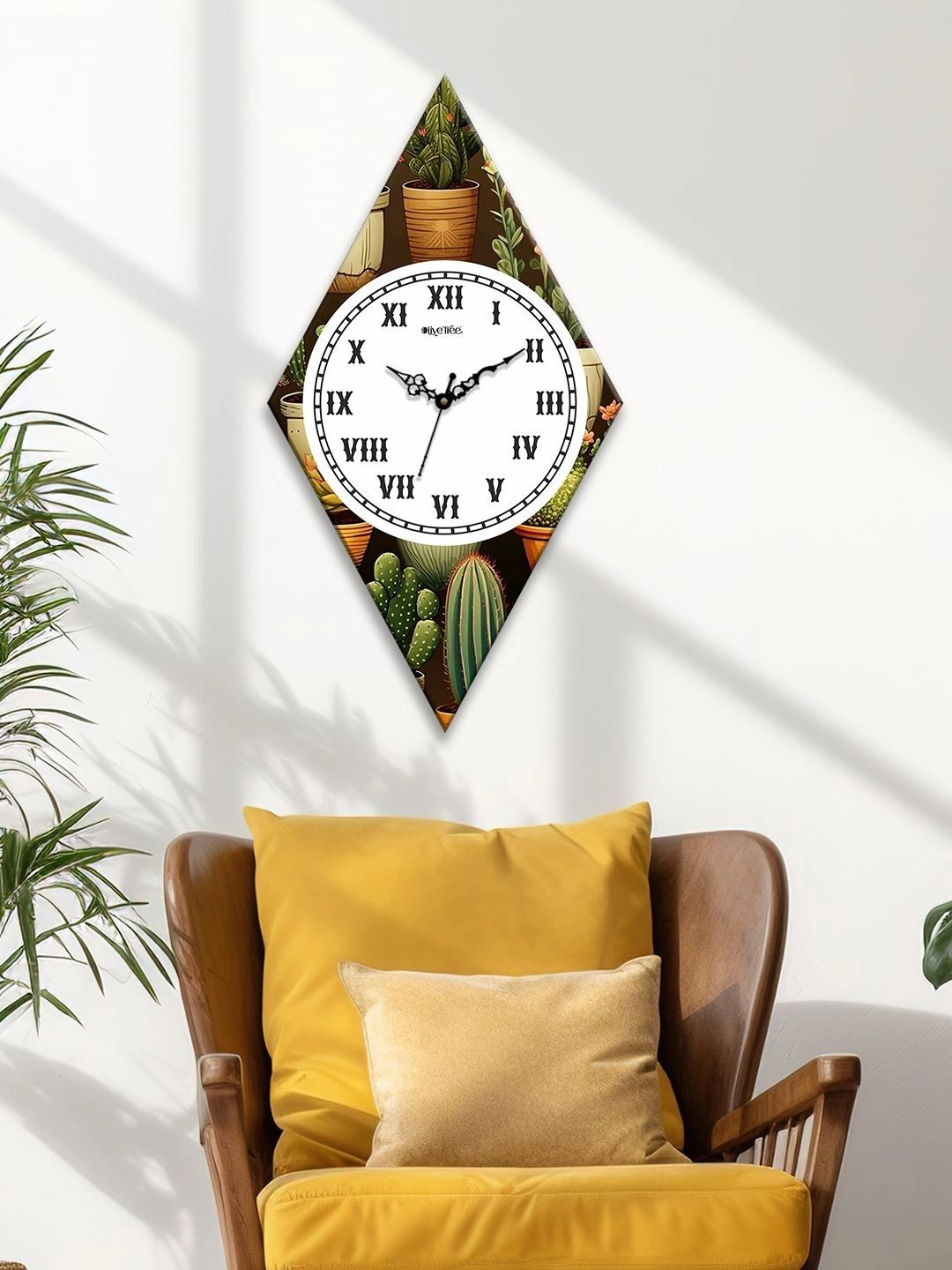OLIVE TREE Multicoloured Printed Geometric Contemporary Wall Clock-image-48
