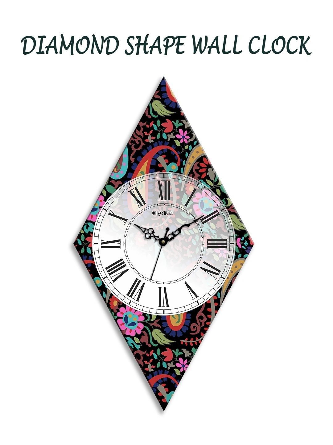 OLIVE TREE Multicoloured Printed Geometric Wall Clock-picture-19