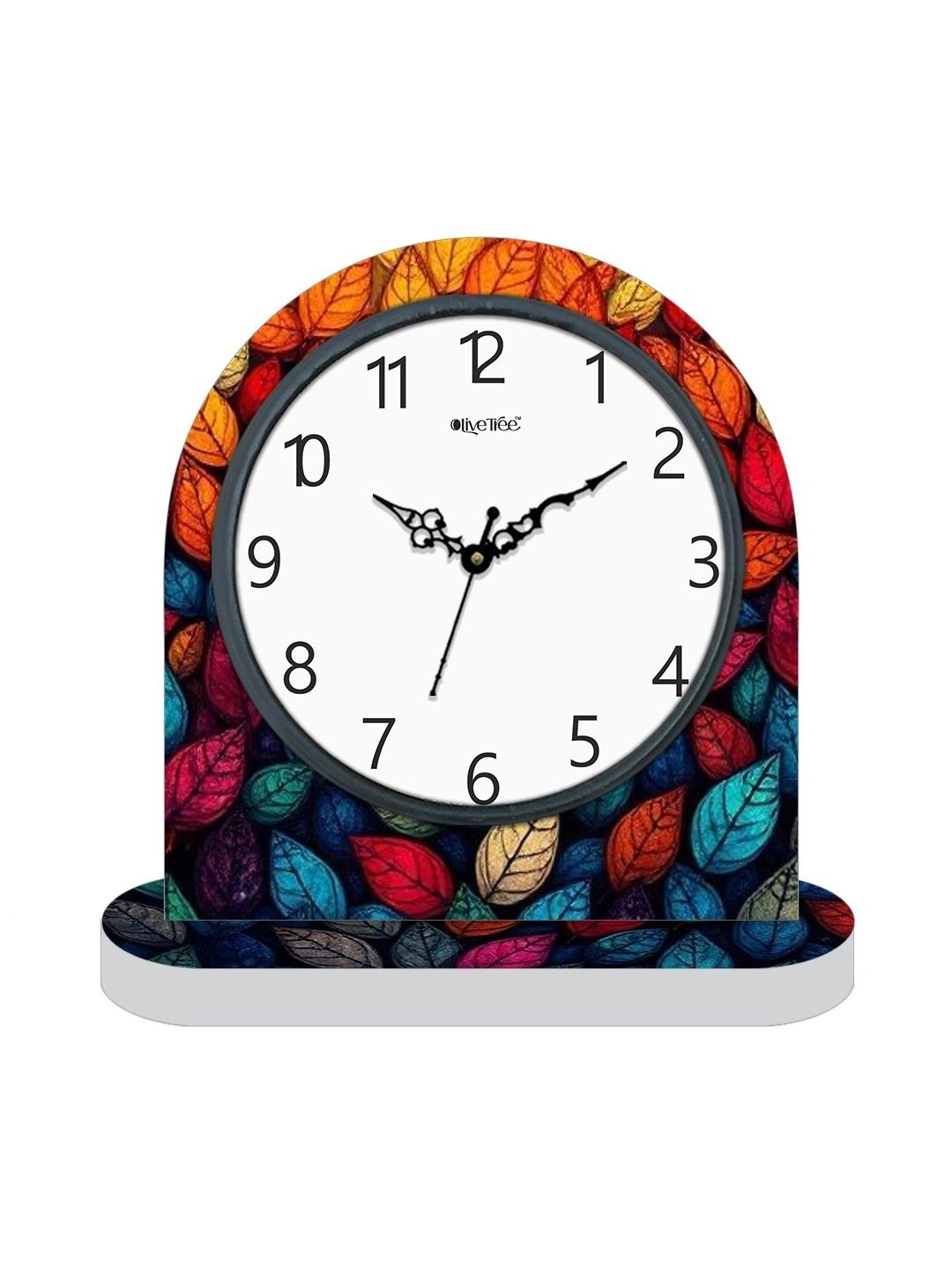 OLIVE TREE Multicoloured & White Printed Geometric Vintage Table Clock-picture-32