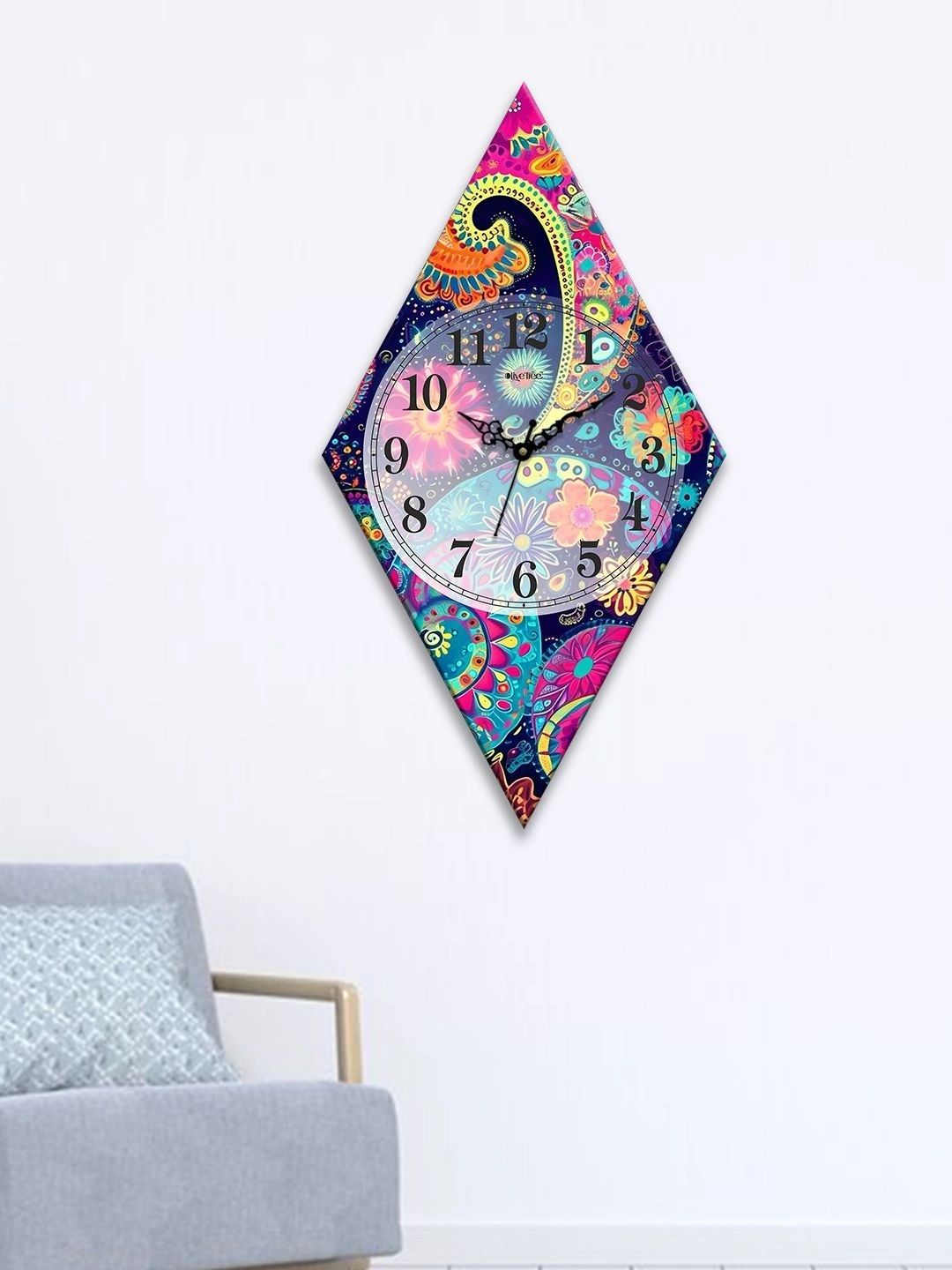 OLIVE TREE Multicoloured Printed Geometric Wall Clock-picture-10