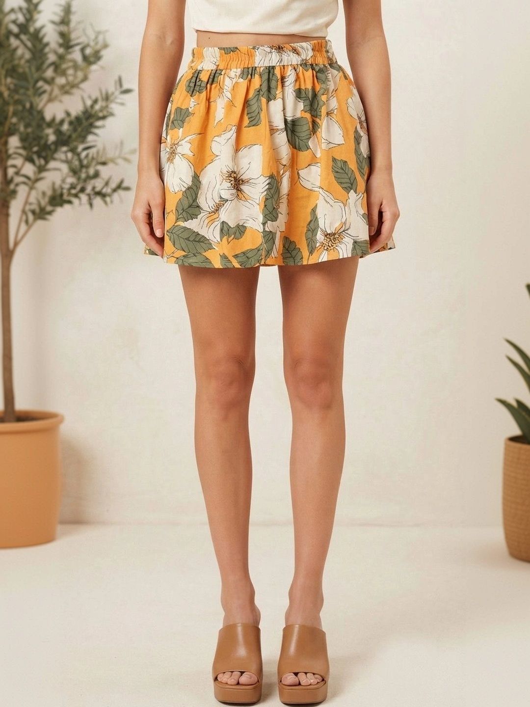 BAESD Women Floral Above Knee Flared Skirt