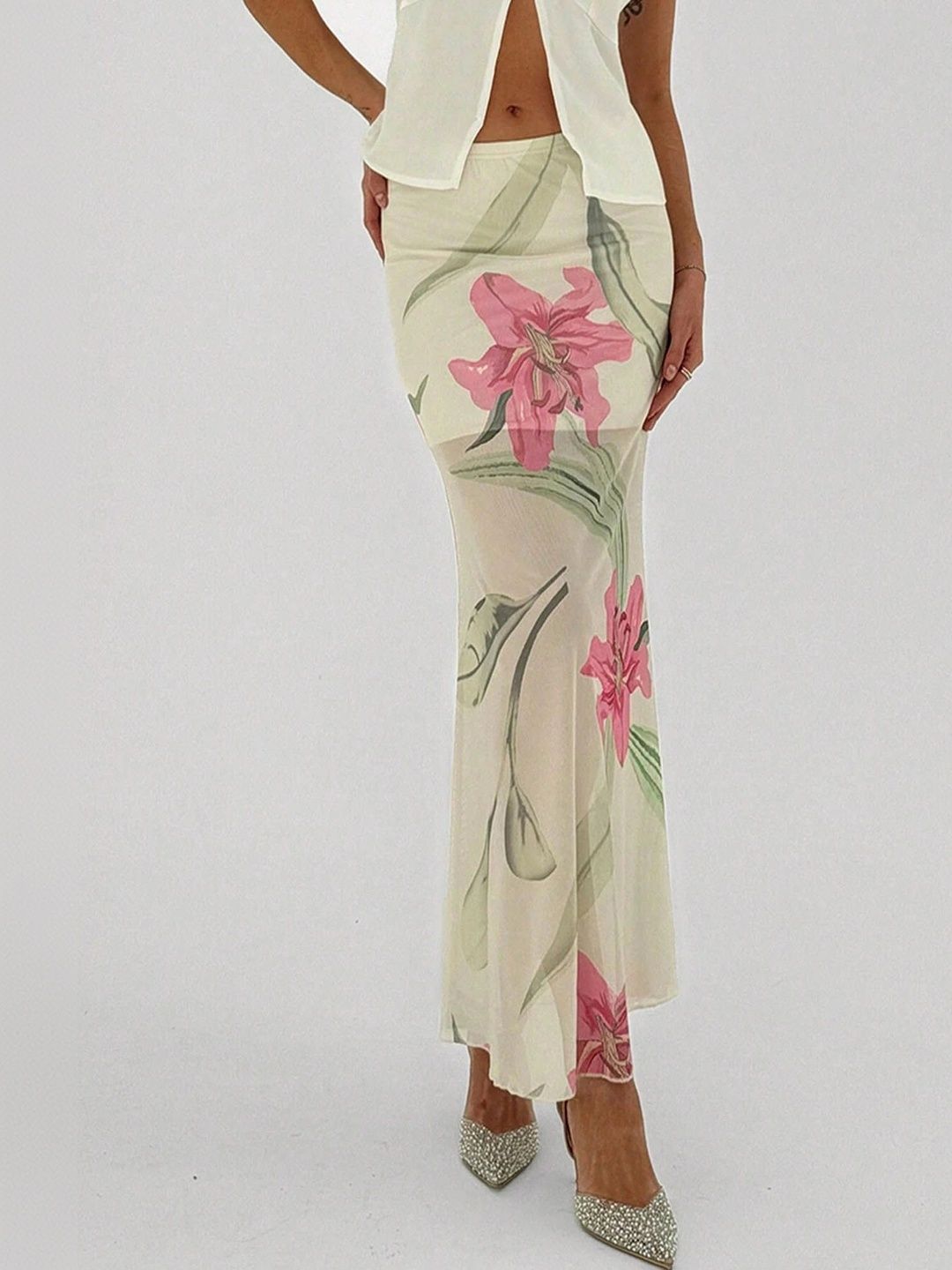 LULU & SKY Women Floral Maxi Straight Skirt