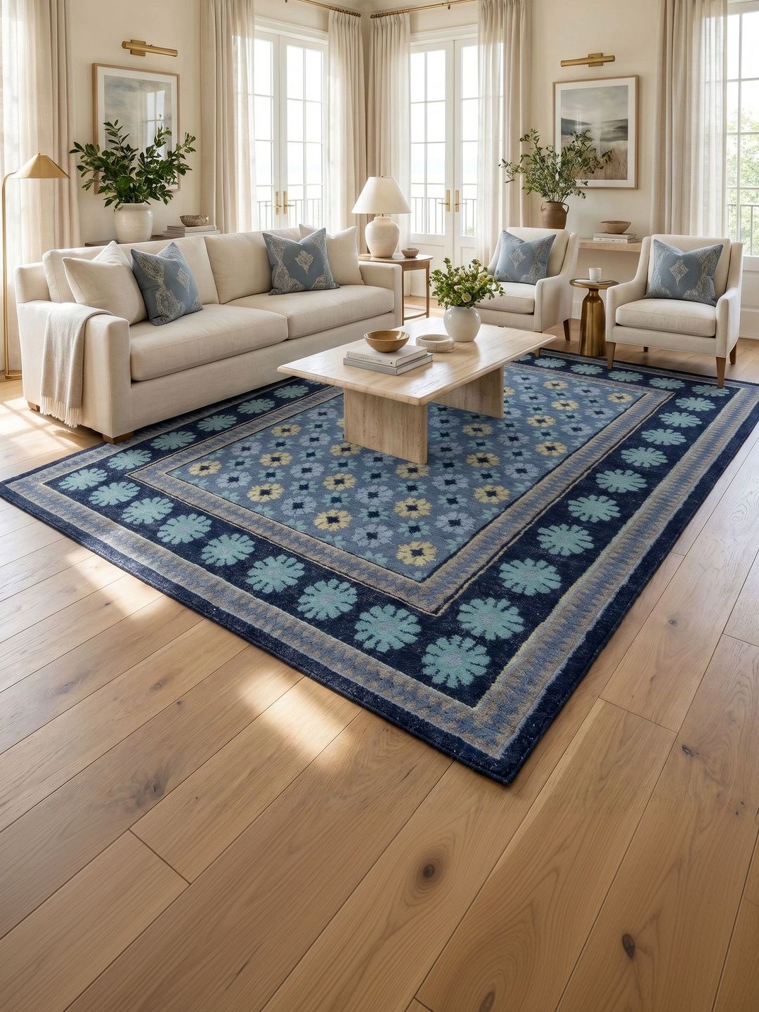 Jaipur Rugs Blue Floral Handmade Woollen Carpet-image-44