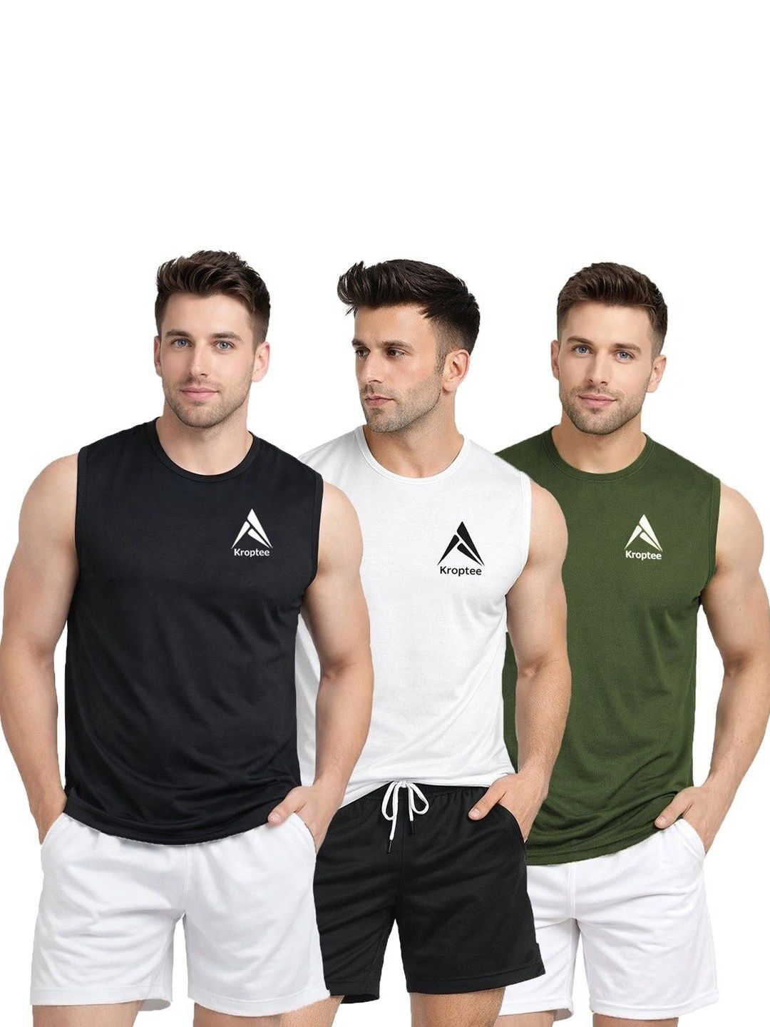 Kroptee Pack of 3 Cotton Blend Gym Vest-picture-28